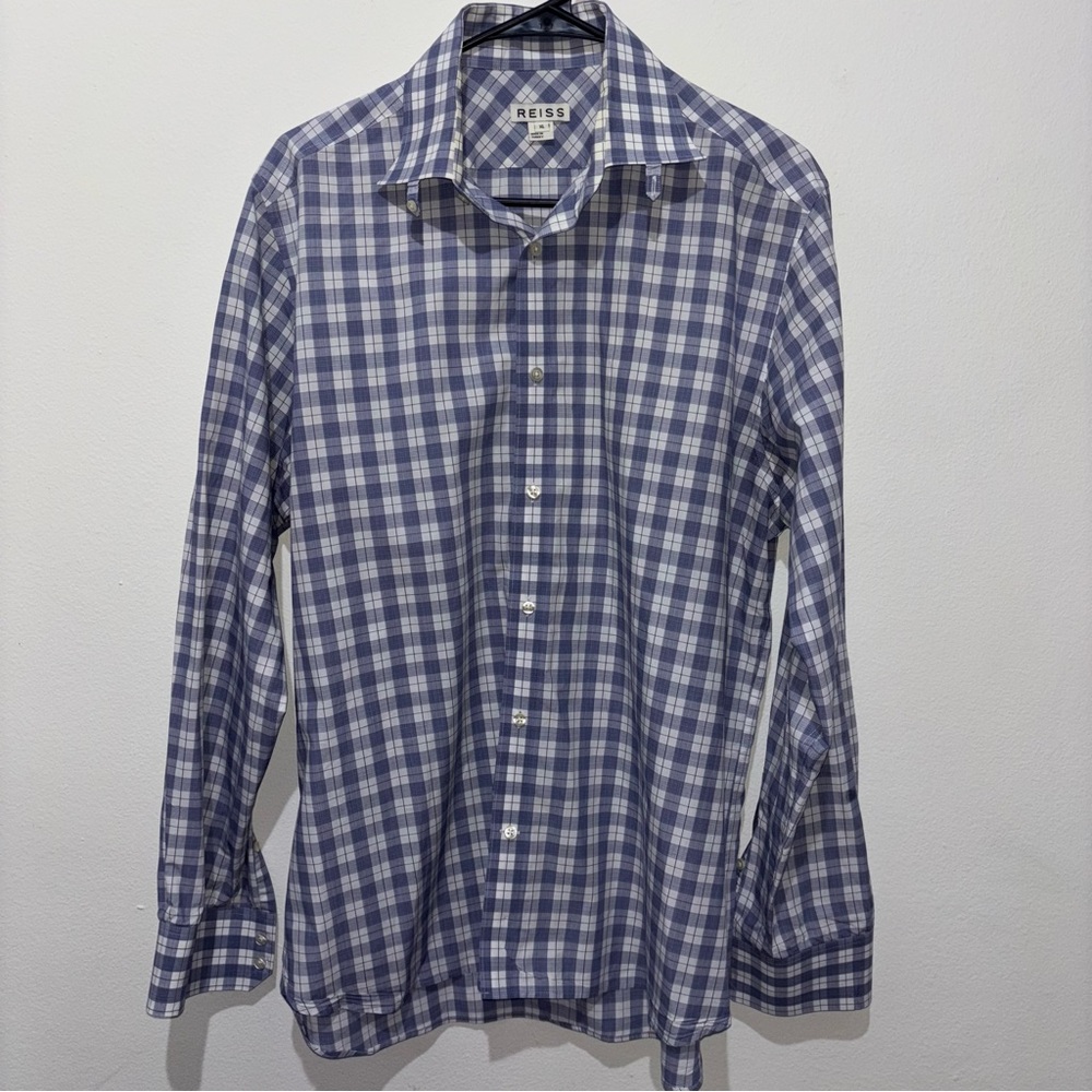 REISS XL Blue and White Button Down